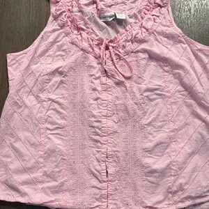 Vintage y2k 2000s Romantic Pink babydoll top with ruffles lace details. Size: xl